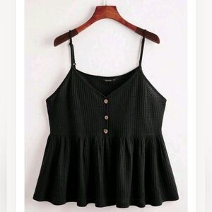 Black Waffle Print Tank Top 🖤